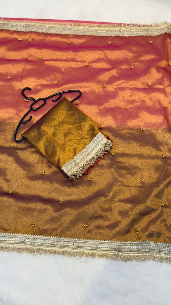 Banarasi Soft Tissue Silk Half & Half Shade Saree with Ghungroo Work