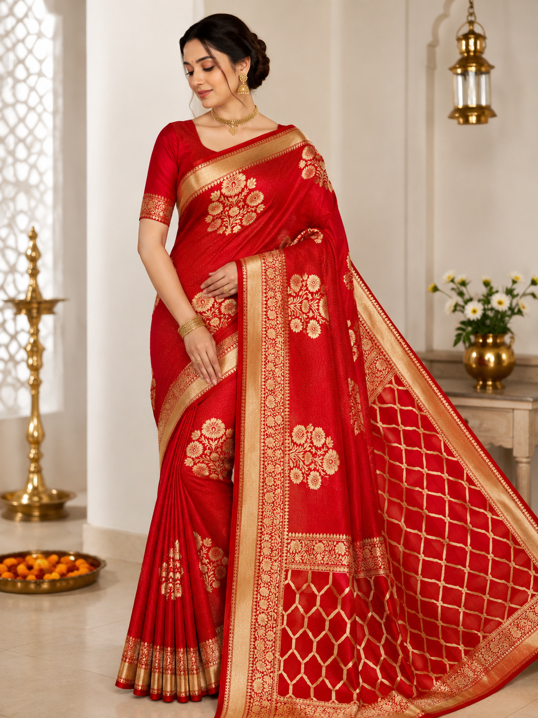Beautiful Banaras Soft Raw Mango Silk Woven Premium Quality Saree