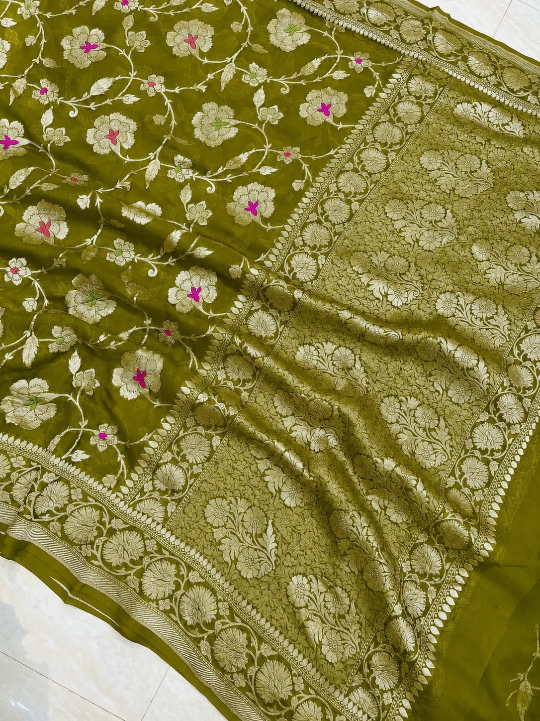 Banarasi Meendar Woven Semi Georgette Silk Saree – Timeless Elegance