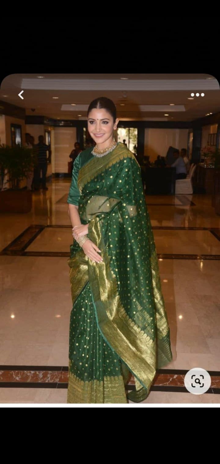 Chanderi Handloom Katan Silk Saree – Ghani Butta, Traditional Nakshi Border & Taraz Pallu