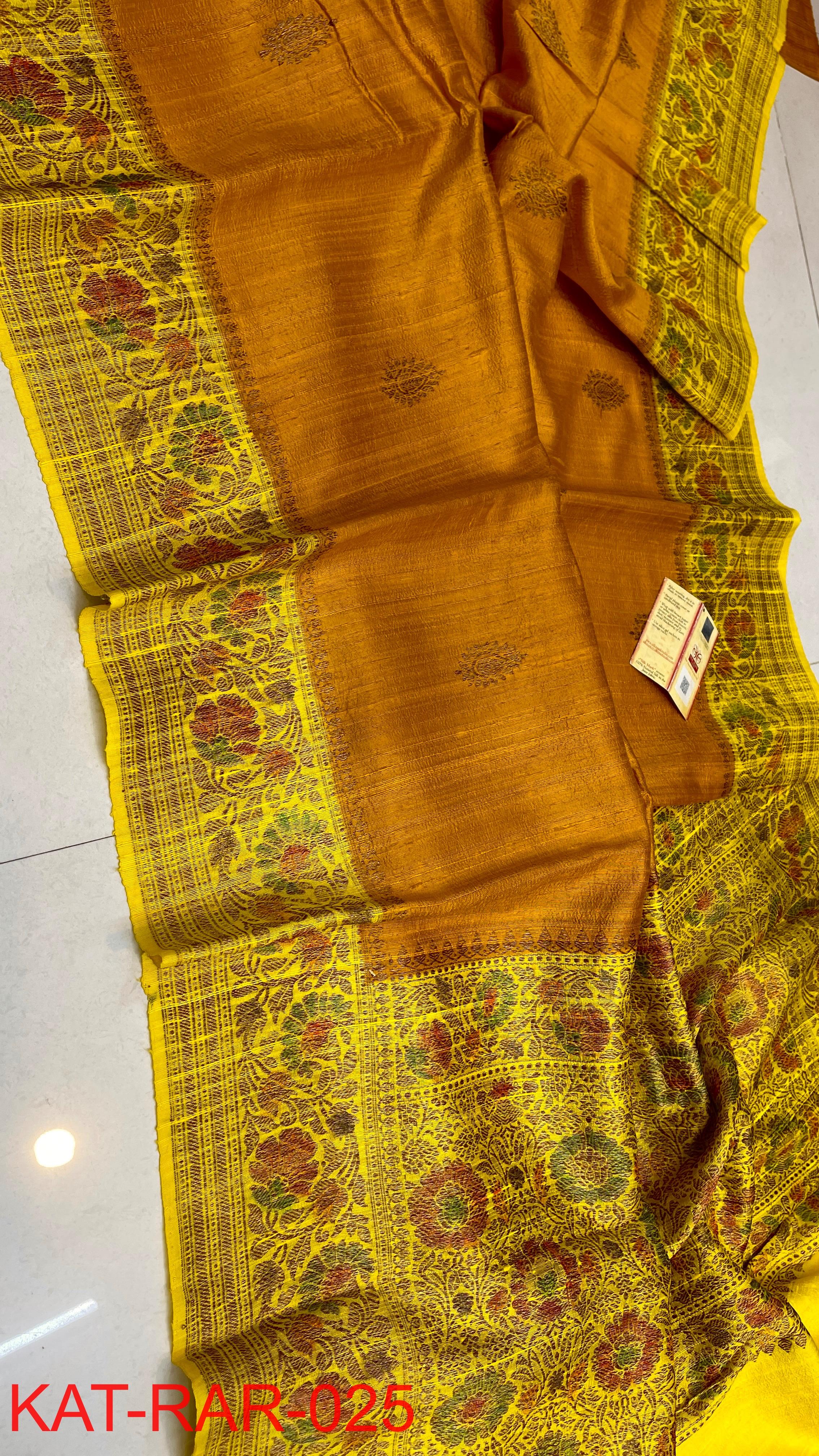 Exclusive Banarasi Raw Silk Handloom Saree – Handbrush Dye with Rich Pallu