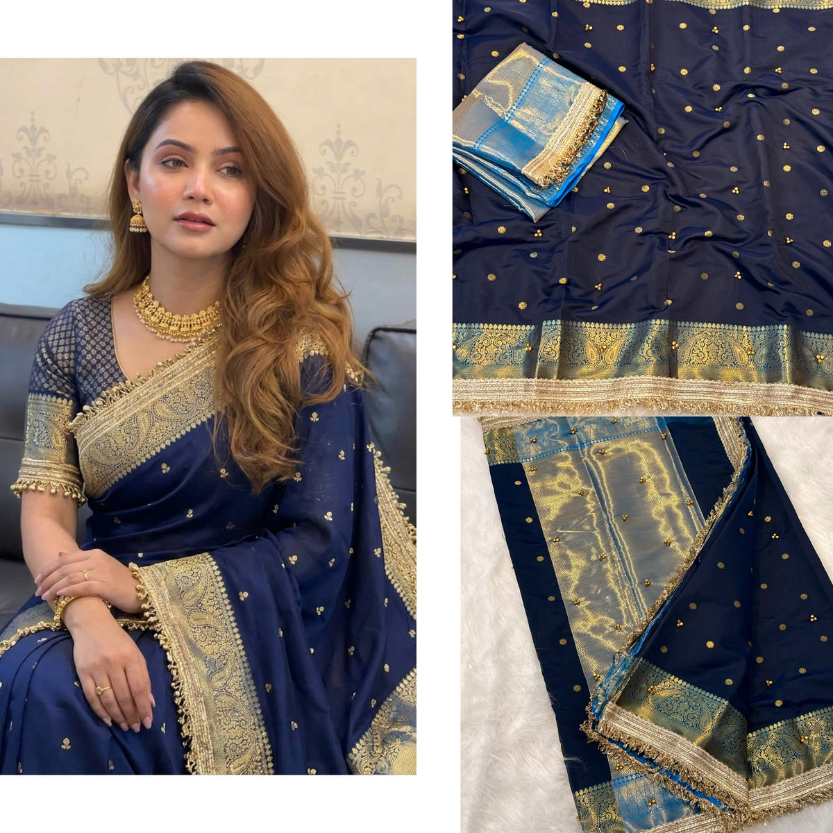 Royal Banarasi Soft Katan Silk Saree with Exquisite Ghungroo Work