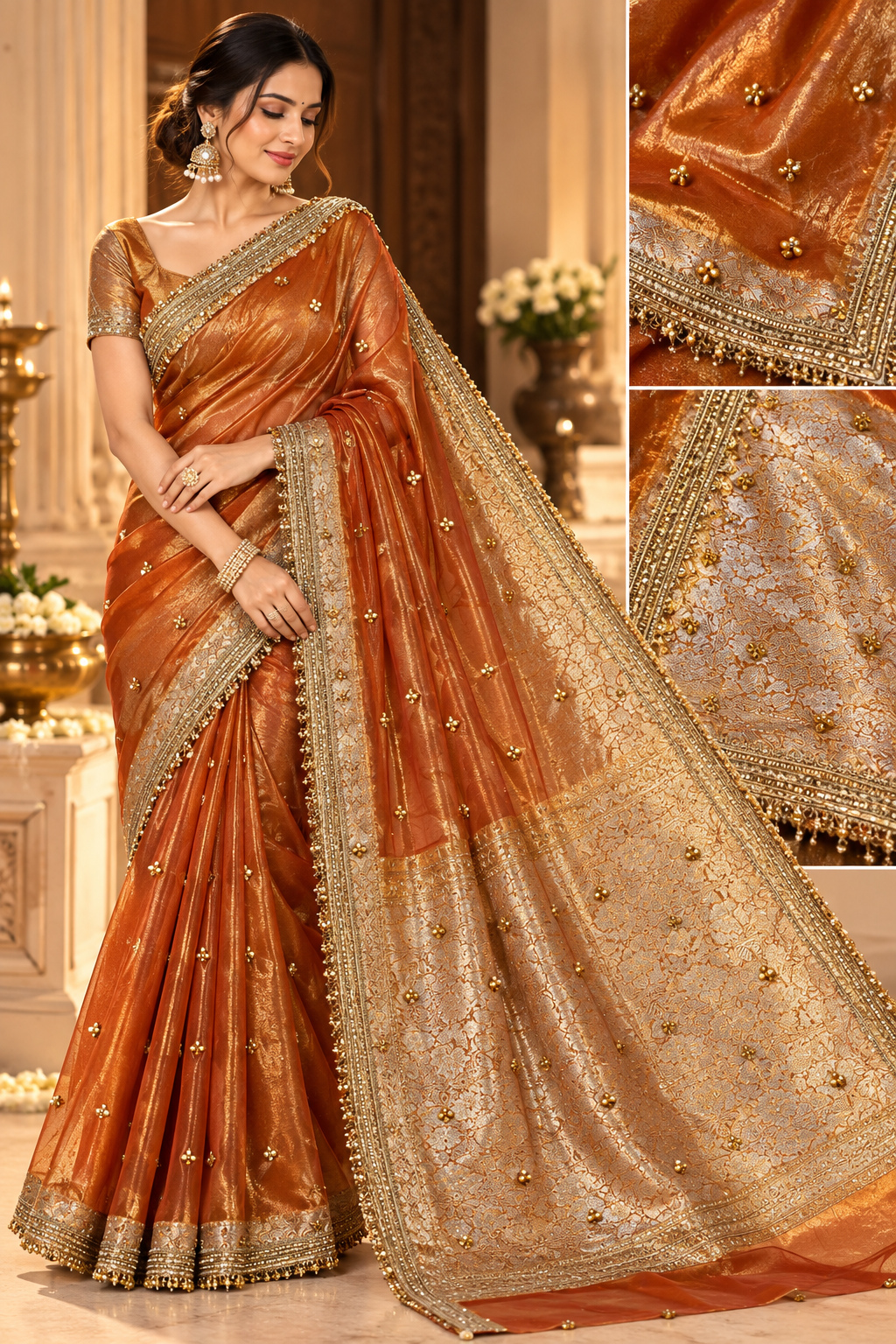 Trending Banarasi Tissue Silk Saree with Elegant Ghungroo Detailing