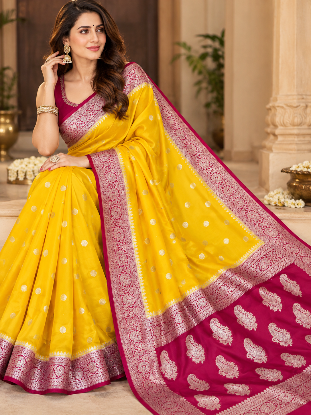 Banarasi Semi Georgette Silk Saree – Premium Silver Zari Woven Elegance