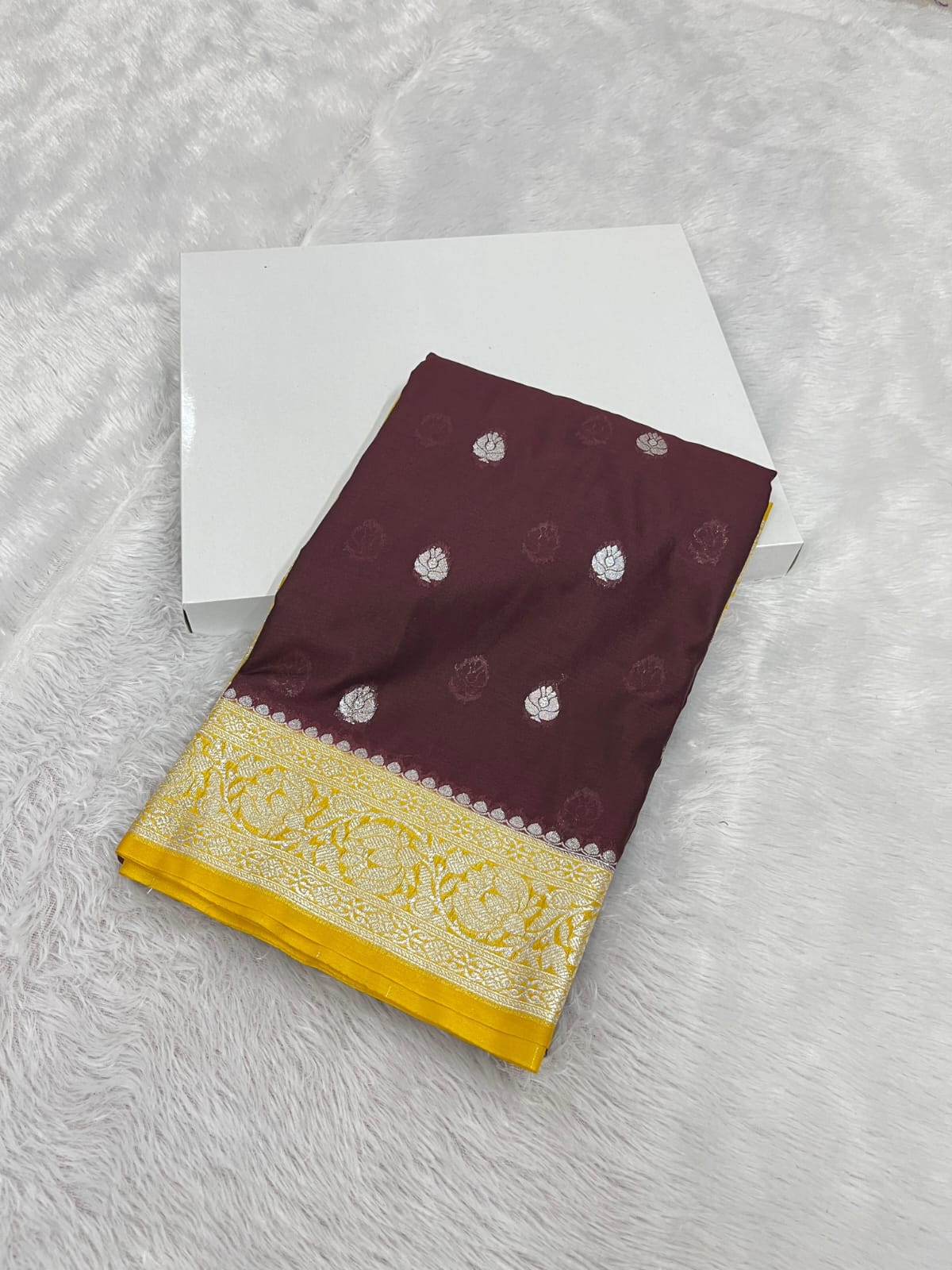 Banarasi Semi Georgette Silk Saree – Premium Silver Zari Woven Elegance