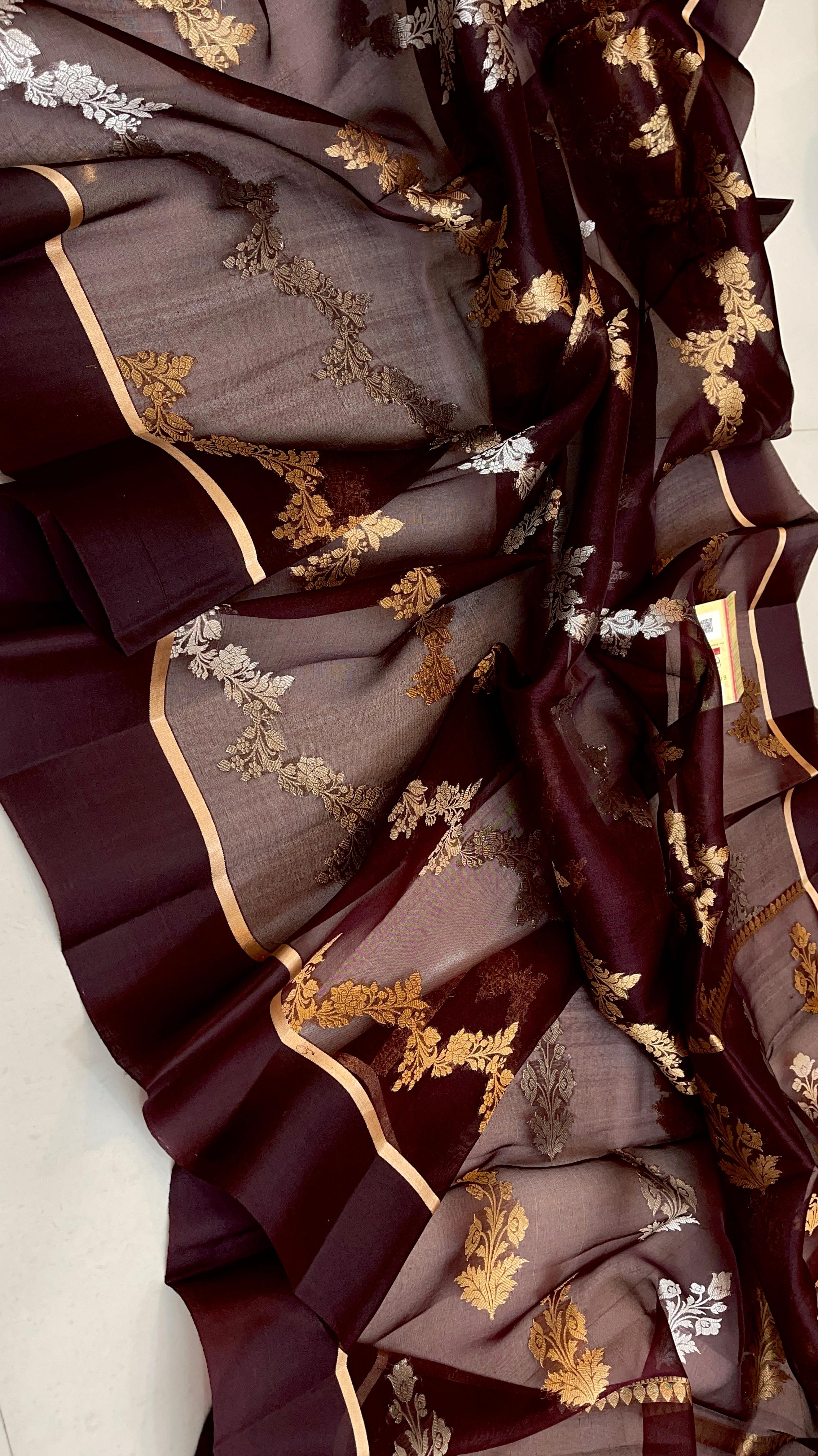 Banarasi Pure Handloom Kora Organza Silk Saree
