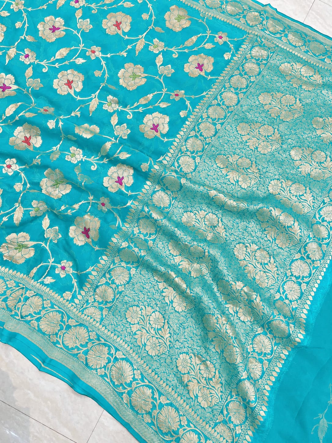 Banarasi Meendar Woven Semi Georgette Silk Saree – Timeless Elegance