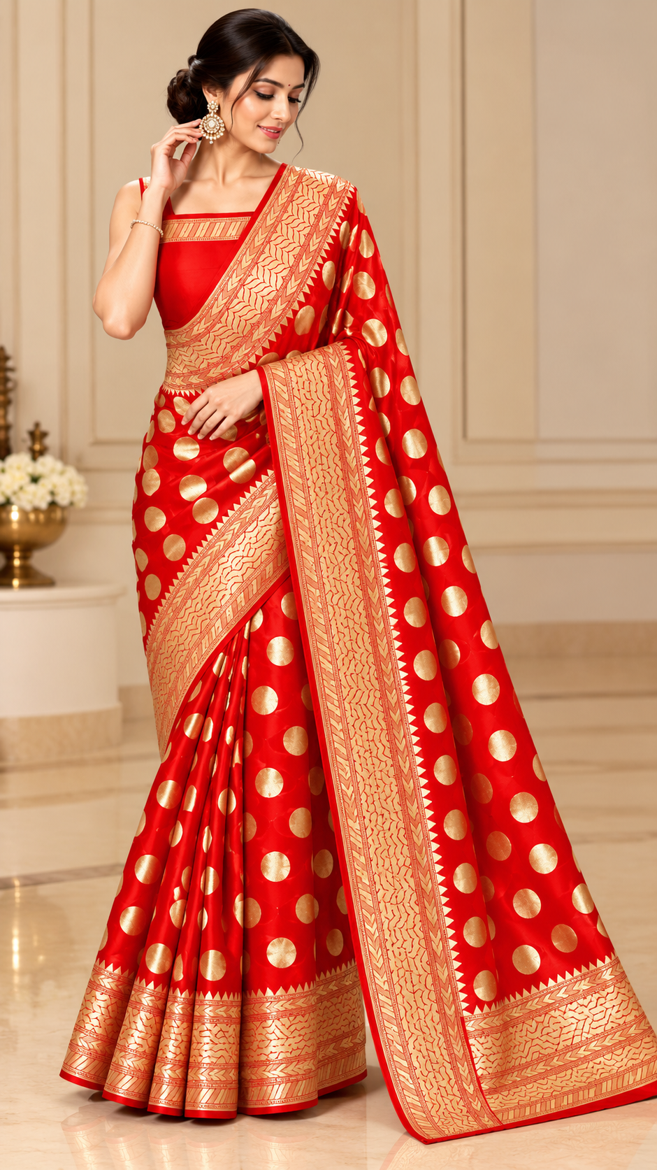 Premium Banarasi Semi Georgette Silk Saree – Elegant Water Zari Weaving