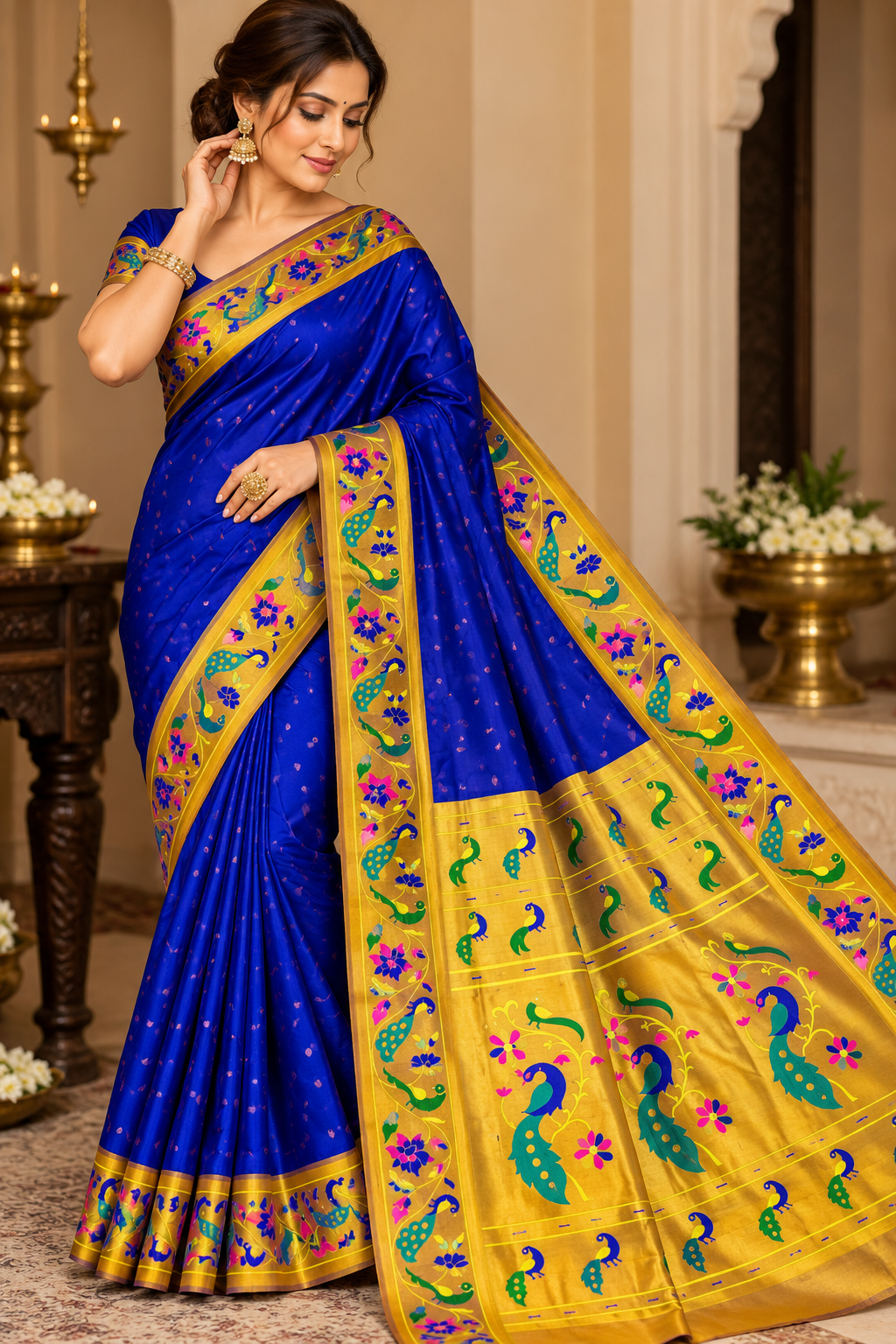 Maharani Pushpaa Paithani – Mor Popat Brocade Silk Saree
