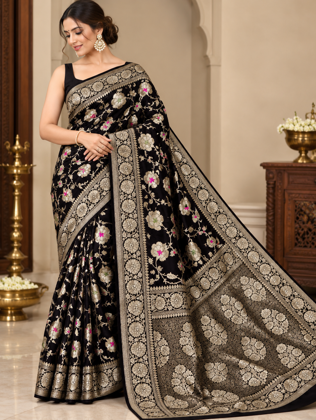 Banarasi Meendar Woven Semi Georgette Silk Saree – Timeless Elegance