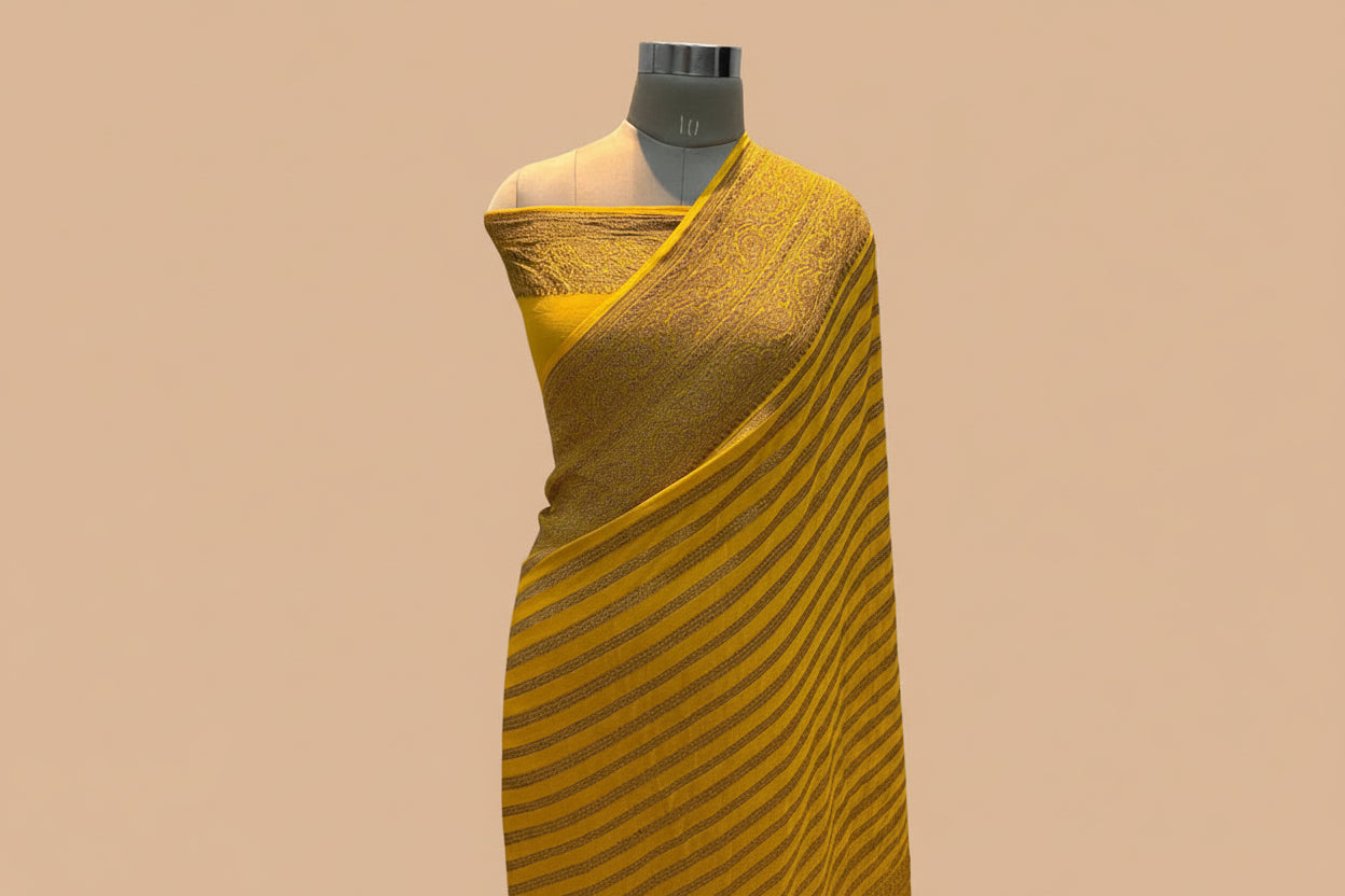 Pure Handloom Banarasi Kaddi Georgette Saree with Elegant Zari Weaving