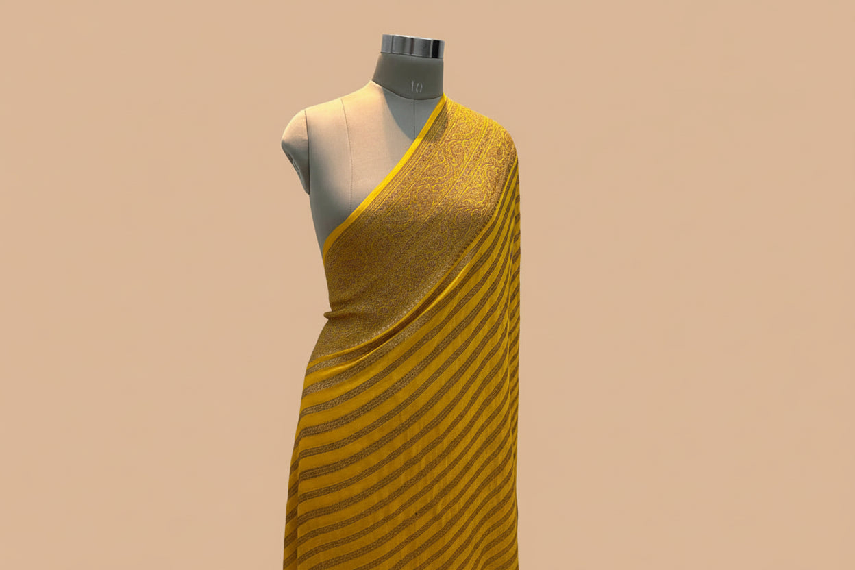 Pure Handloom Banarasi Kaddi Georgette Saree with Elegant Zari Weaving