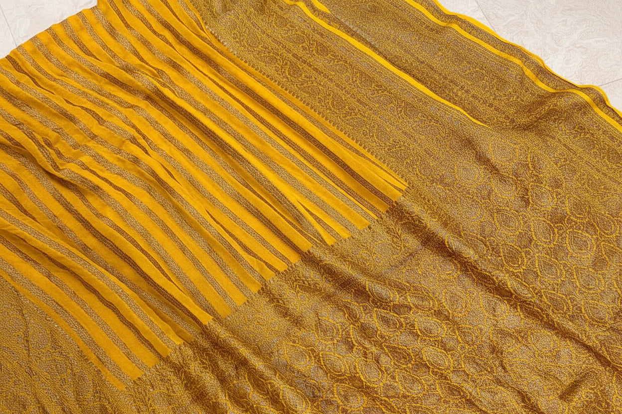 Pure Handloom Banarasi Kaddi Georgette Saree with Elegant Zari Weaving