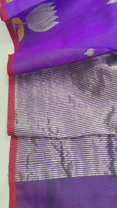 Chanderi Handloom Saree with Ghani Butte Minakari Work