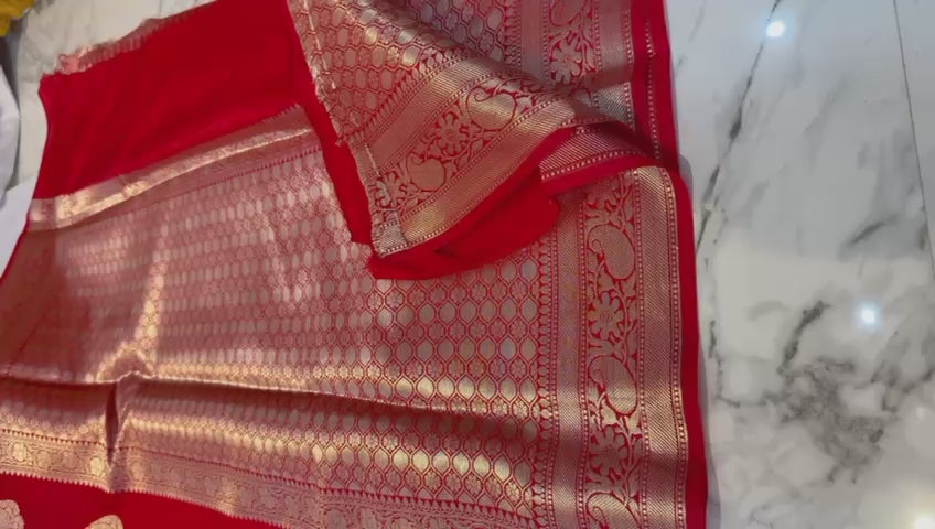 Heritage Woven Banarasi Katan Silk Saree – Kairi Boota Collection