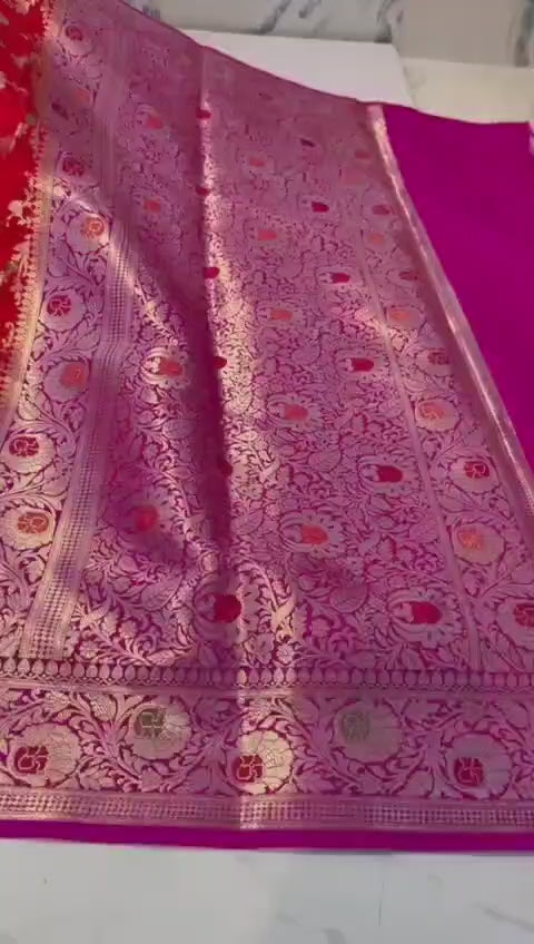 BEAUTIFUL BANARAS SOFT MEENAKARI JAAL WOVEN CHINIYA KATAN SILK PREMIUM QUALITY SAREES