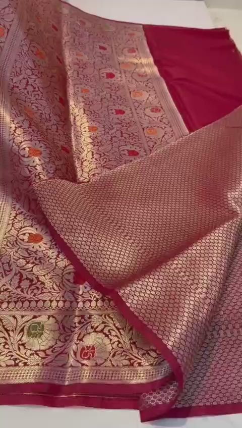 BEAUTIFUL BANARAS SOFT MEENAKARI JAAL WOVEN CHINIYA KATAN SILK PREMIUM QUALITY SAREES