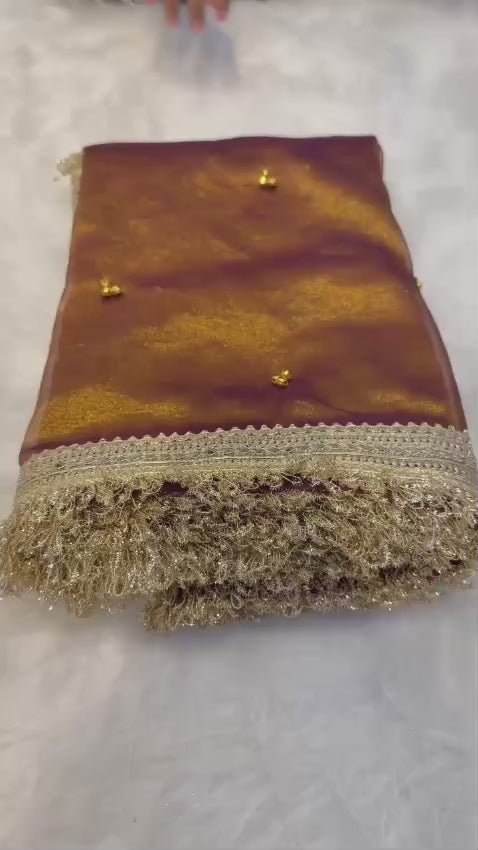 Banarasi Soft Tissue Silk Half & Half Shade Saree with Ghungroo Work