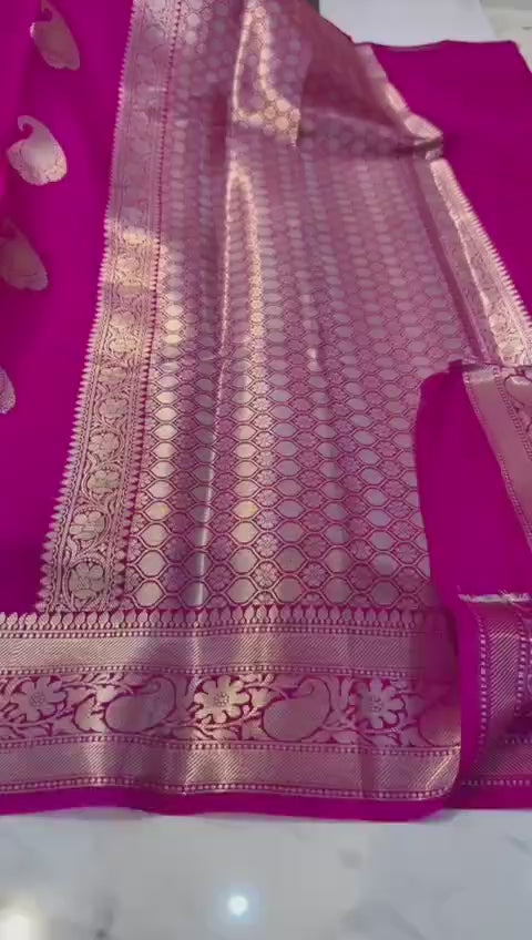 Festive Soft Banarasi Katan Silk Saree with Kairi Boota – Premium Handwoven Elegance