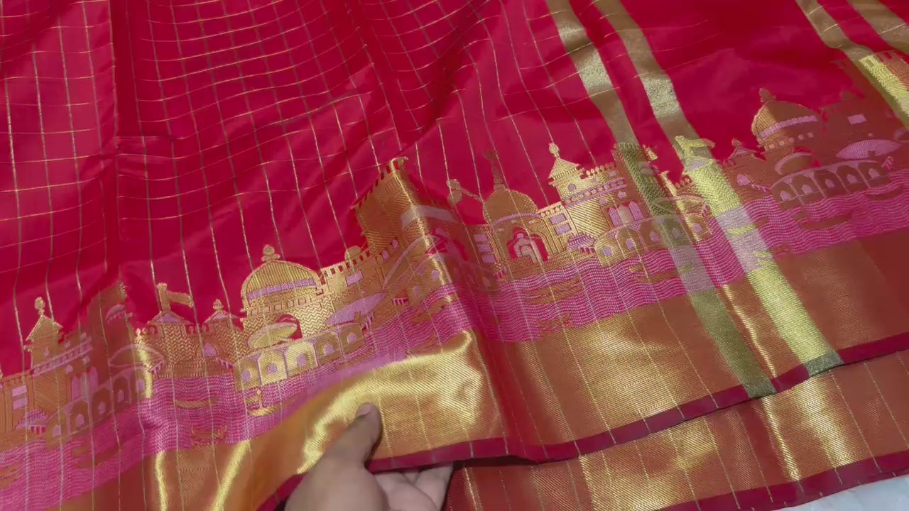 Premium Banarasi Semi Katan Silk Ganga Ghats Saree