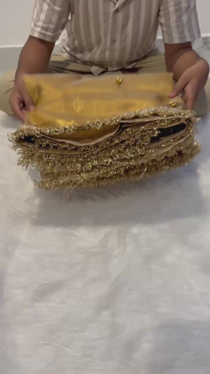 Trending Banarasi Copper Tissue Silk Saree with Ghungroo Work