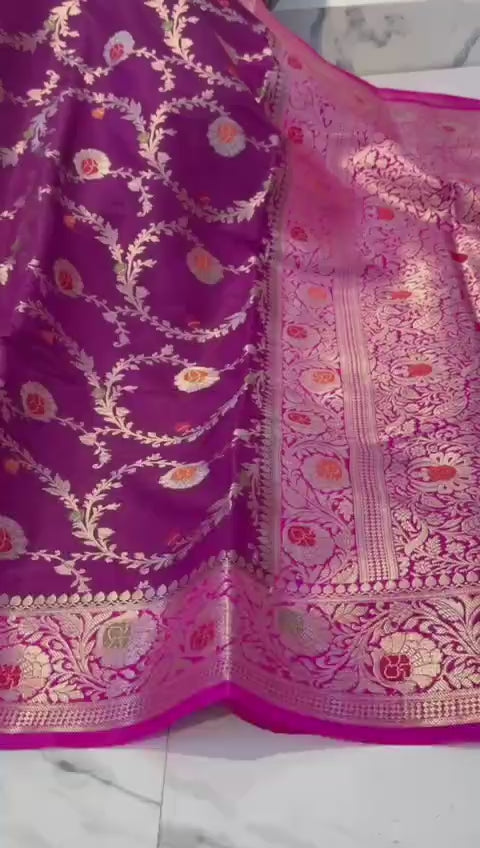 BEAUTIFUL BANARAS SOFT MEENAKARI JAAL WOVEN CHINIYA KATAN SILK PREMIUM QUALITY SAREES