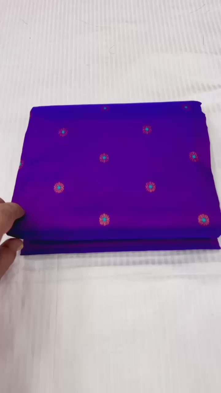 Kadiyal Paithani Premium Katan Silk Saree with Meena Butti & Contrast Zari Blouse