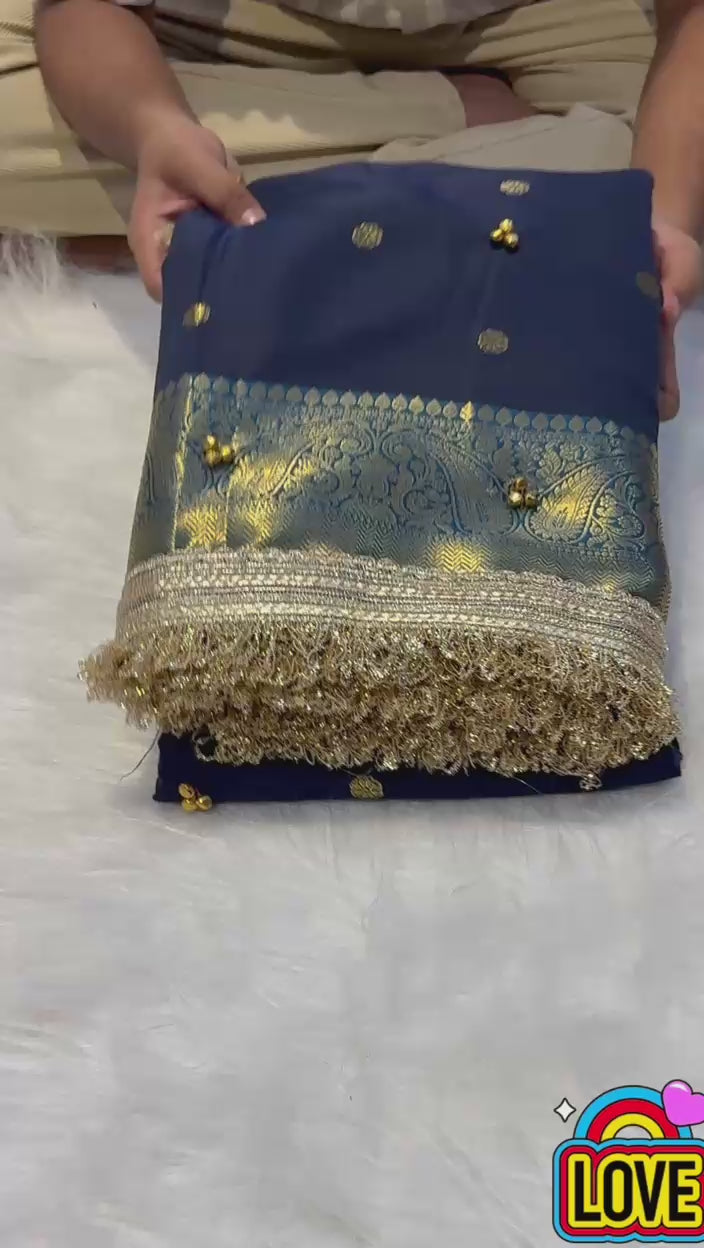Royal Banarasi Soft Katan Silk Saree with Exquisite Ghungroo Work