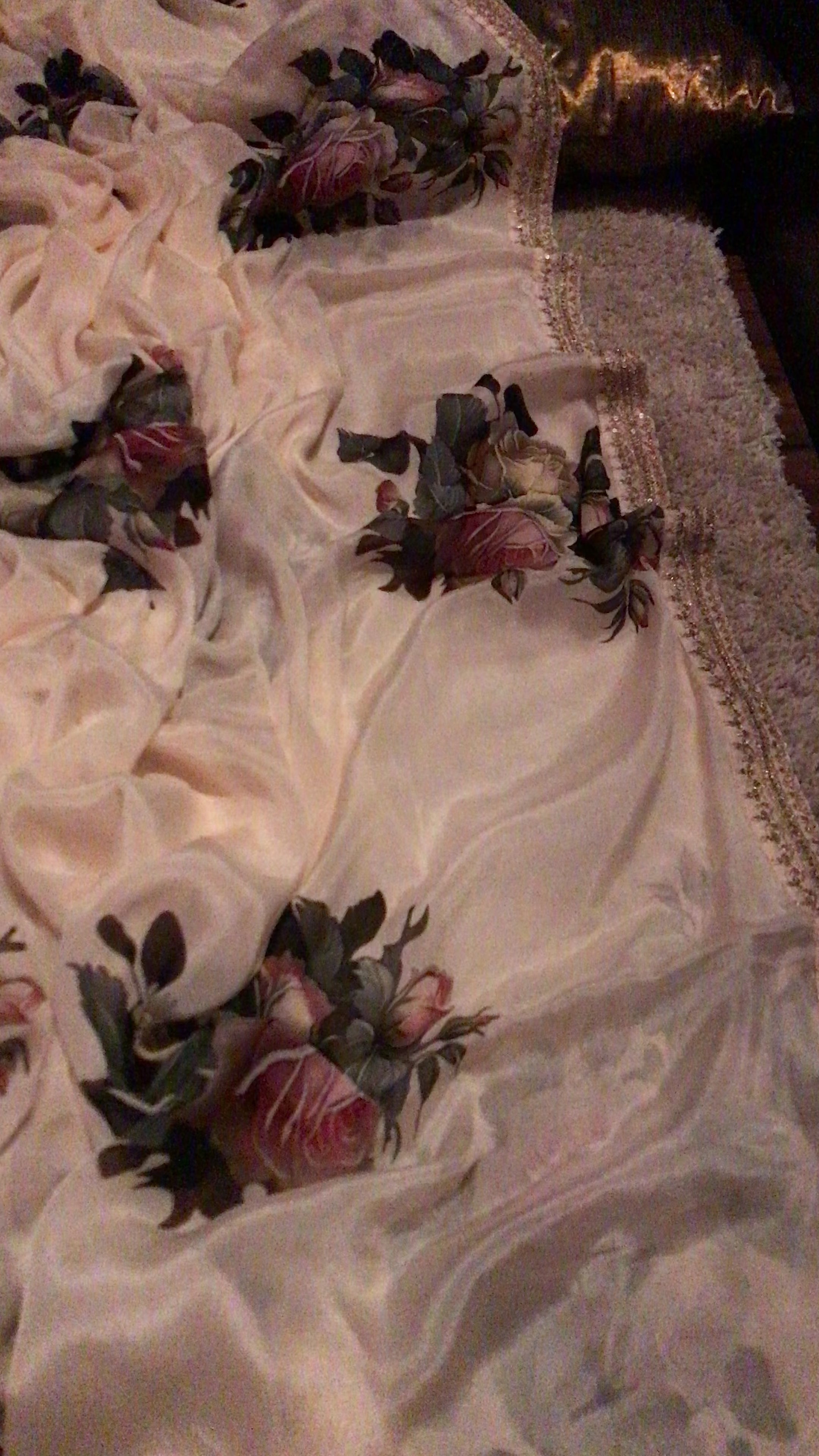 Sabyasachi Inspired Off White Pure Chinnon Silk Saree