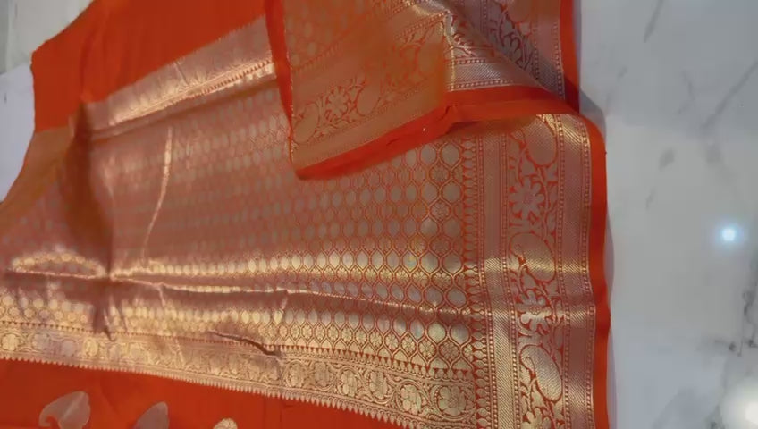Royal Banarasi Katan Silk Saree with Elegant Kairi Boota Weave