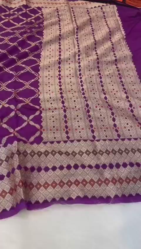 Premium Banarasi Semi Georgette Saree with Bandhej Pattern