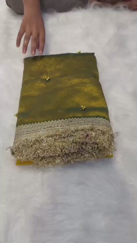 Banarasi Soft Tissue Silk Half & Half Shade Saree with Ghungroo Work