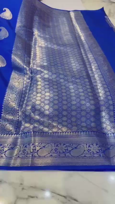 Royal Banarasi Katan Silk Saree with Elegant Kairi Boota Weave