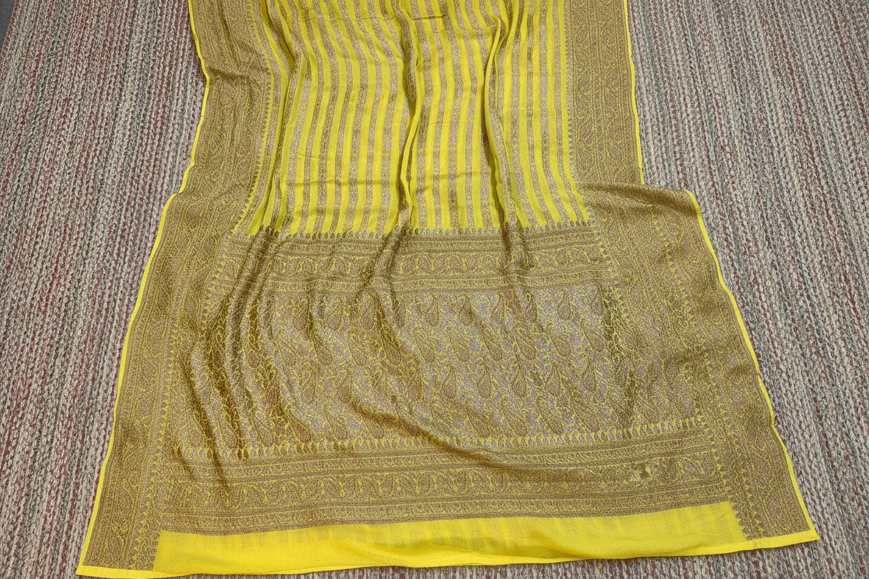 Pure Handloom Banarasi Kaddi Georgette Saree with Elegant Zari Weaving