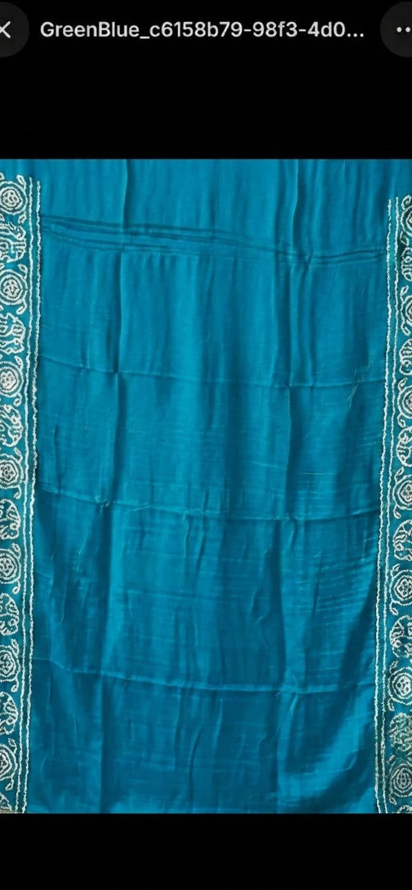 Elegant Contrast – Teal & Silver Grey Gajji Silk Saree with Lagadi Patta